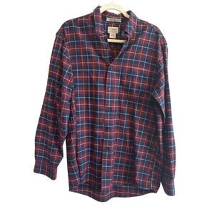 L.L. Bean Long Sleeve Plaid Flannel Traditional Fit Size Medium Red Blue